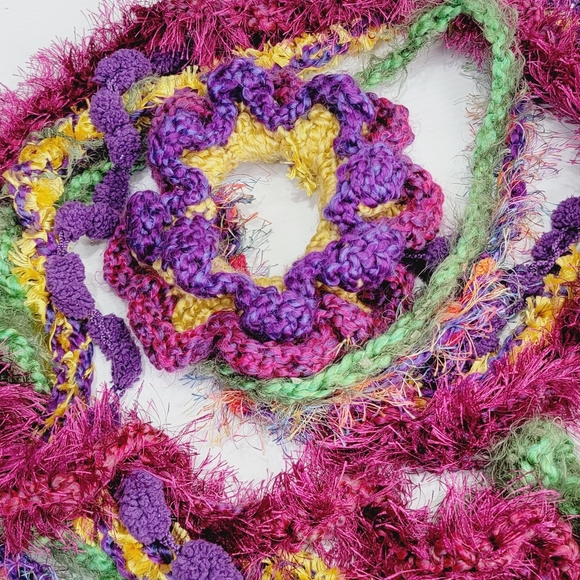 Funky Lady Artsy Unique One-of-a-kind Handmade Flower Scarf - Picture 4 of 12